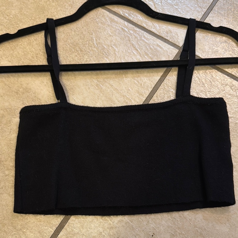 Black Knit Bra Crop Top